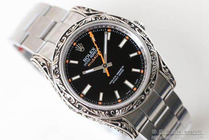 ROLEX勞力士 新品上市 N9最新力作 雕刻手工 純銀殼套 瑞士ETA2824自動上旋機芯 超強防水 鱷魚皮錶帶 高檔男士腕表  wssb4773